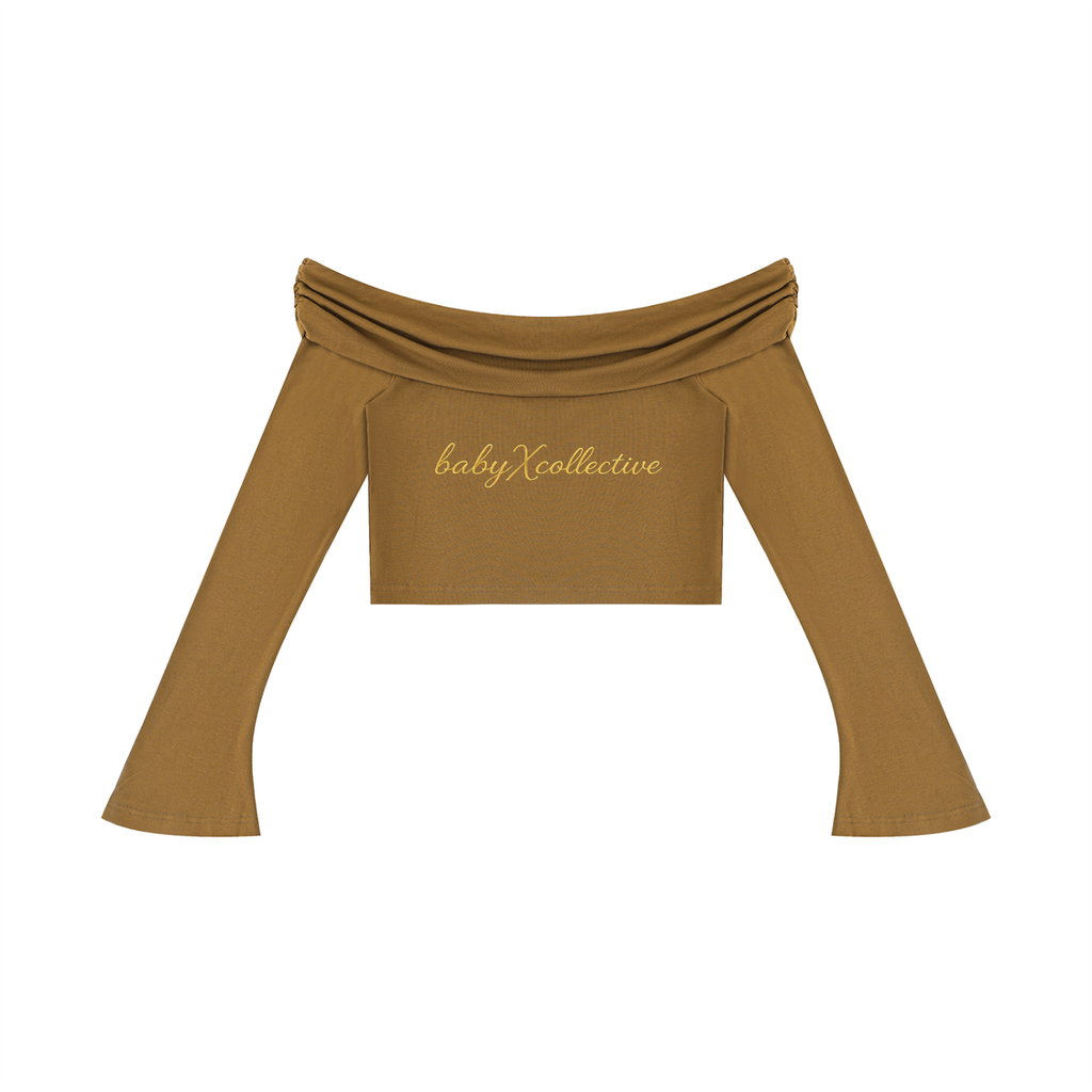 Women's Off-the-Shoulder Bell Sleeve Crop T-Shirt