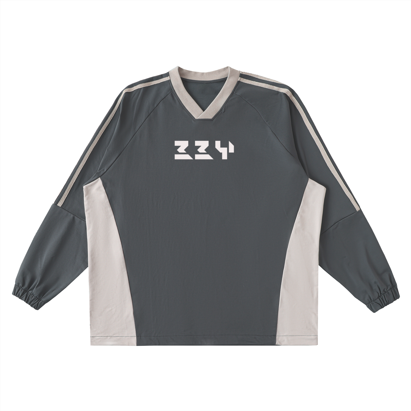Color-Block V-Neck Long-Sleeve T-Shirt