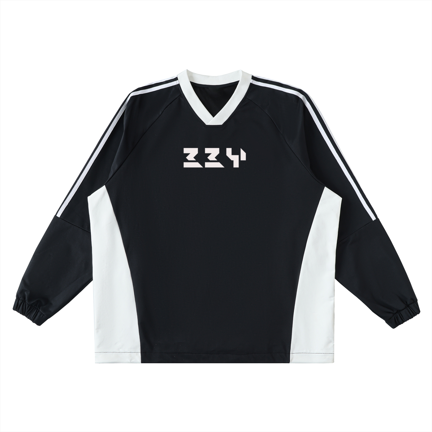 Color-Block V-Neck Long-Sleeve T-Shirt