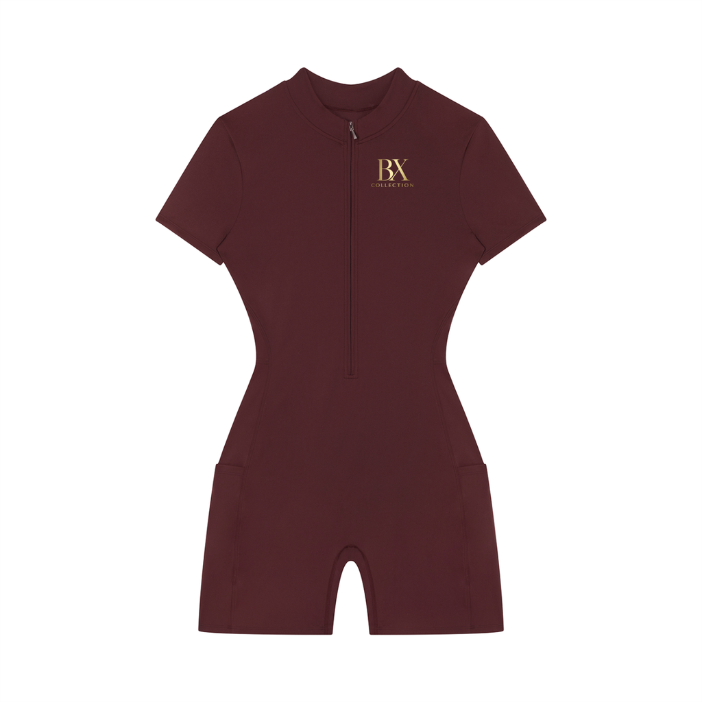 Women's Quarter-Zip Short Sleeve Romper