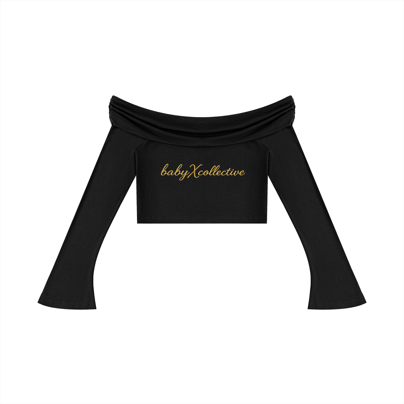 Women's Off-the-Shoulder Bell Sleeve Crop T-Shirt